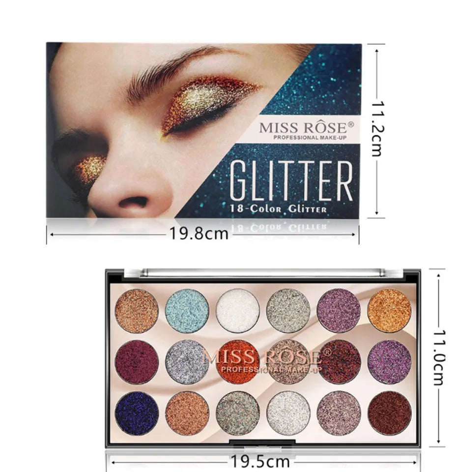 Al Minhas Collection Miss Rose 18 Color Glitter Eyeshadow Palette Multicolor Women