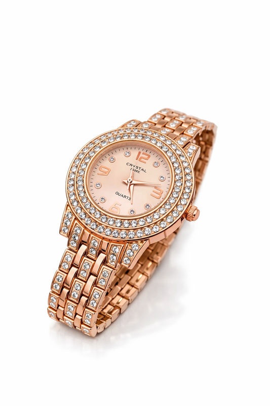 Al Minhas Collection Luxury Crystal Women Watch Elegant Rose Gold Multicolor Unisex