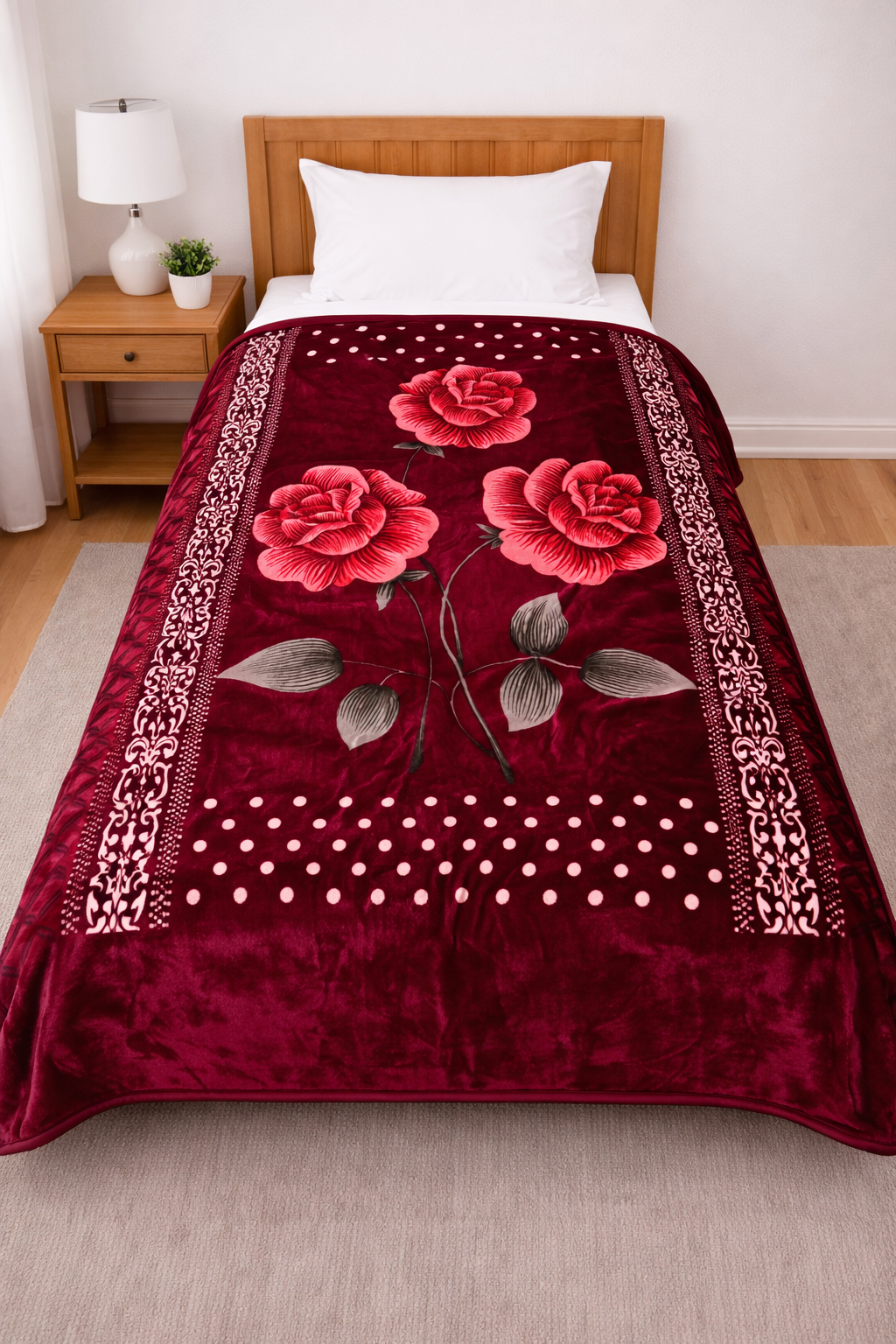 Al Minhas Collection Winter Star Premium Mink Blanket Floral Single Bed Unisex