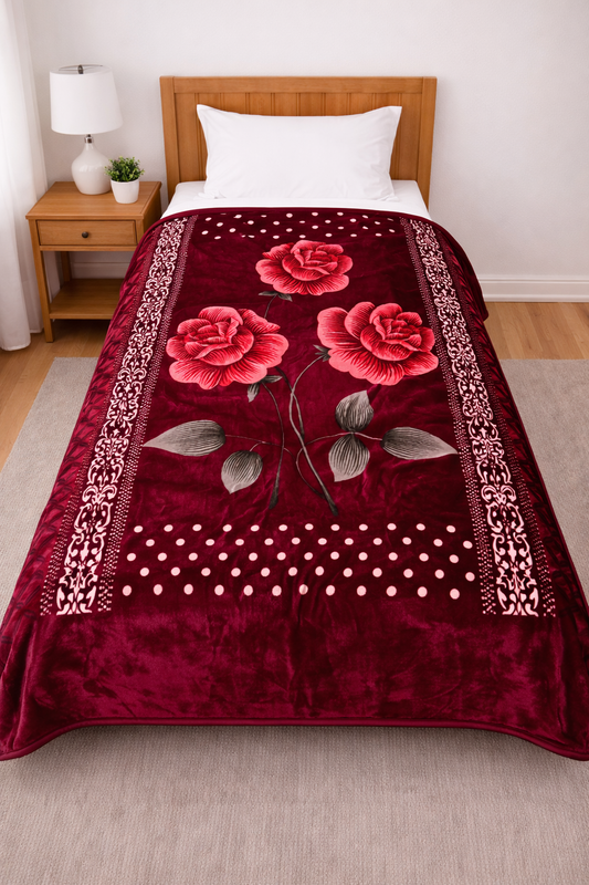 Al Minhas Collection Winter Star Premium Mink Blanket Floral Single Bed Unisex