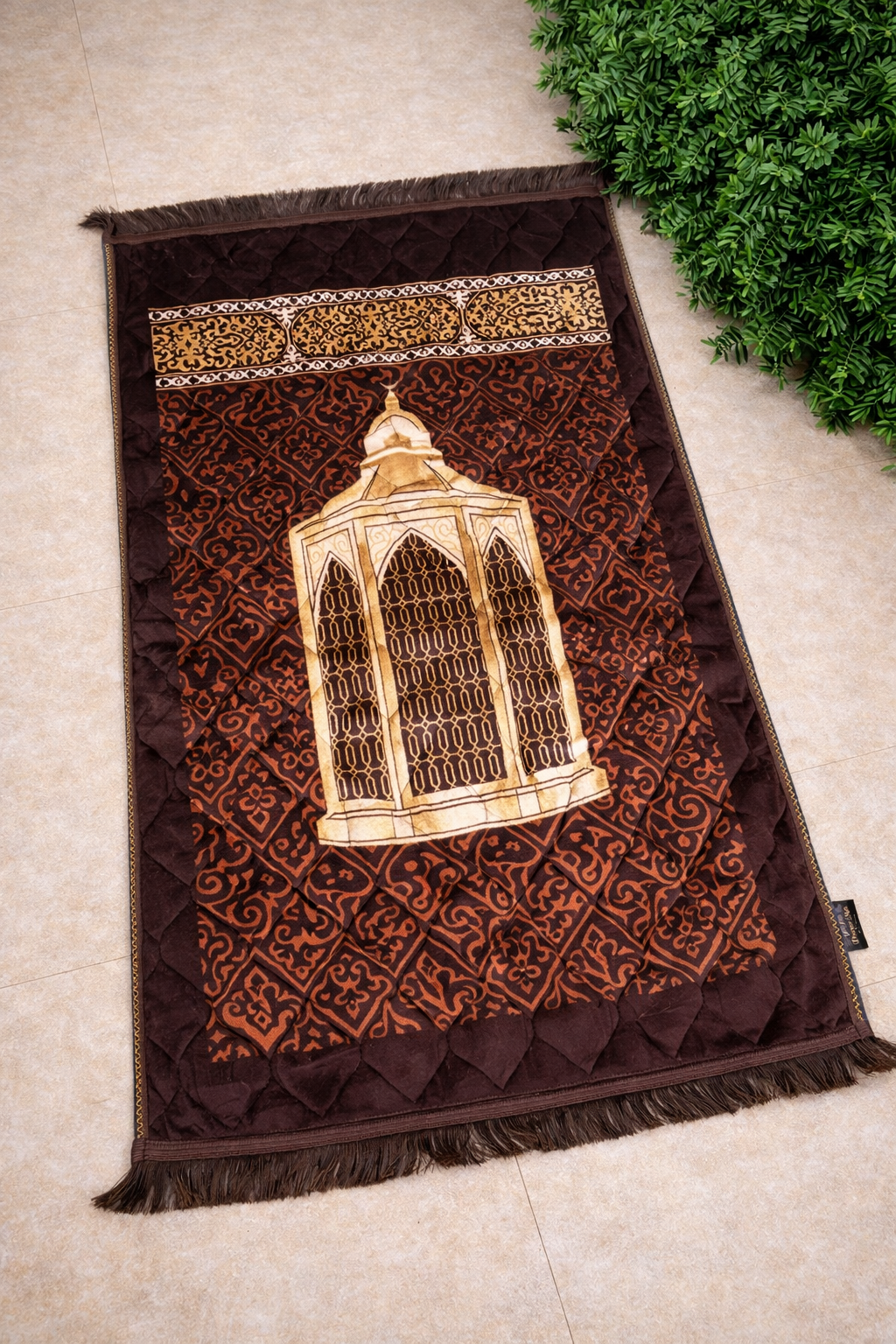 Al Minhas Collection Premium Imported Islamic Prayer Mat Traditional Golden Unisex