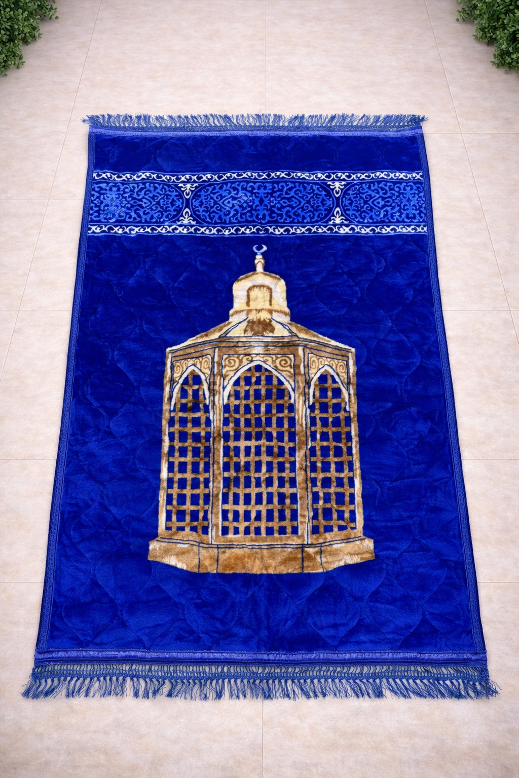 Al Minhas Collection Premium Imported Islamic Prayer Mat Blue Unisex