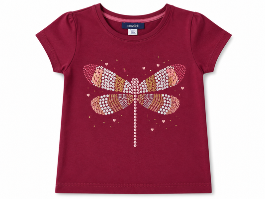 Al Minhas Collection Sparkling Dragonfly Girls Shirt Maroon Girls