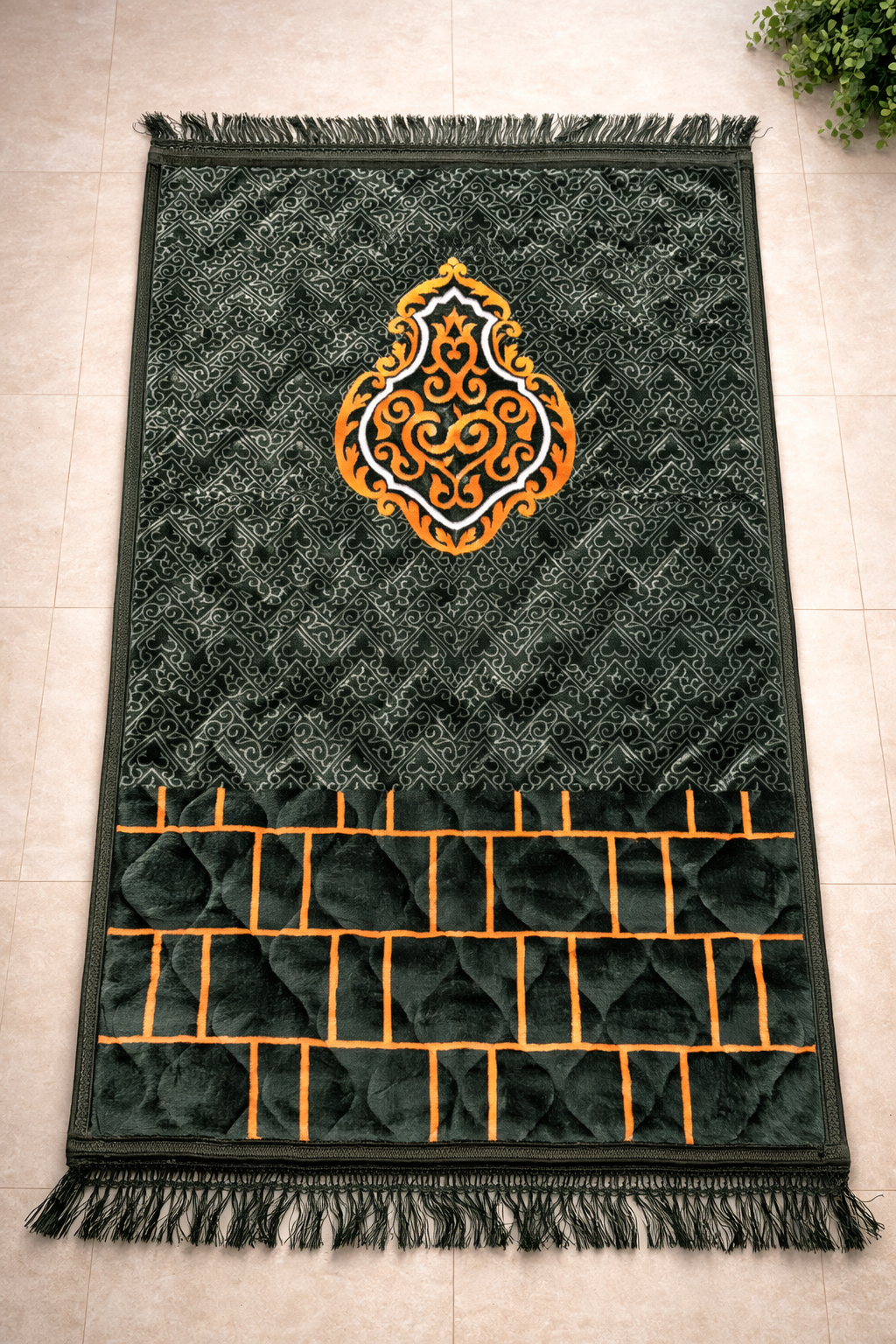Al Minhas Collection Premium Imported Islamic Prayer Mat Traditional Black Unisex