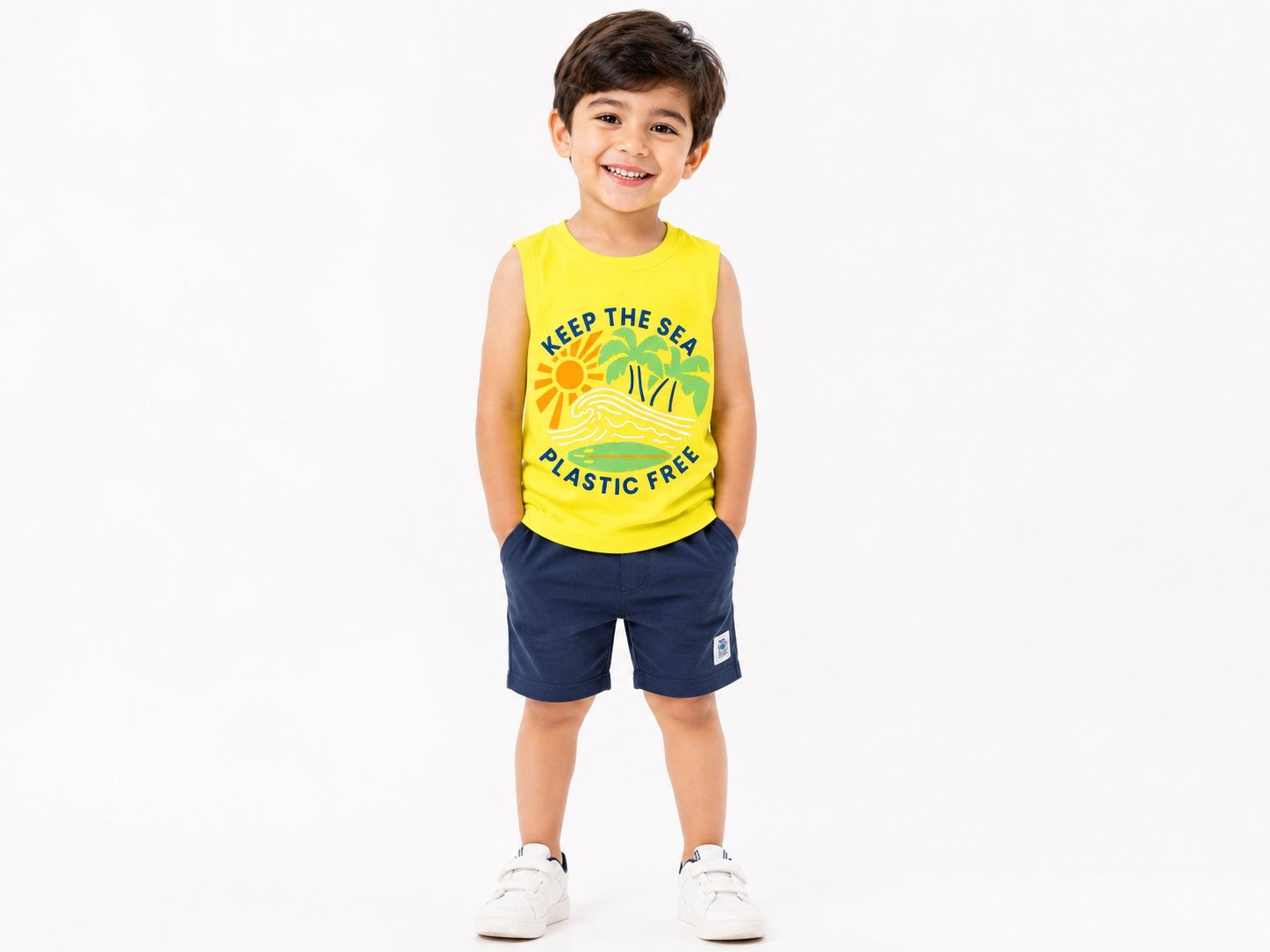 Al Minhas Collection Plastic Free Beach Tank Top Yellow Kids