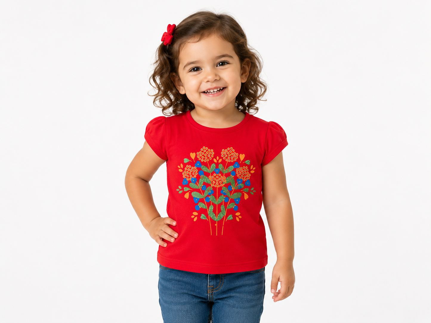 Al Minhas Collection Floral Heart Summer T-Shirt White Girls