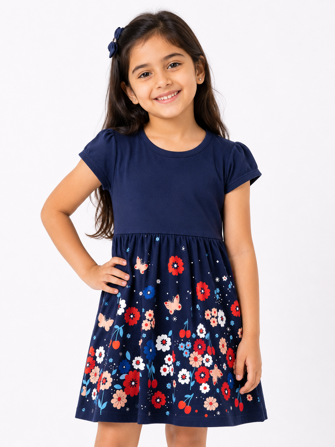 Al Minhas Collection Midnight Blossom Girls Dress Navy Blue Girls