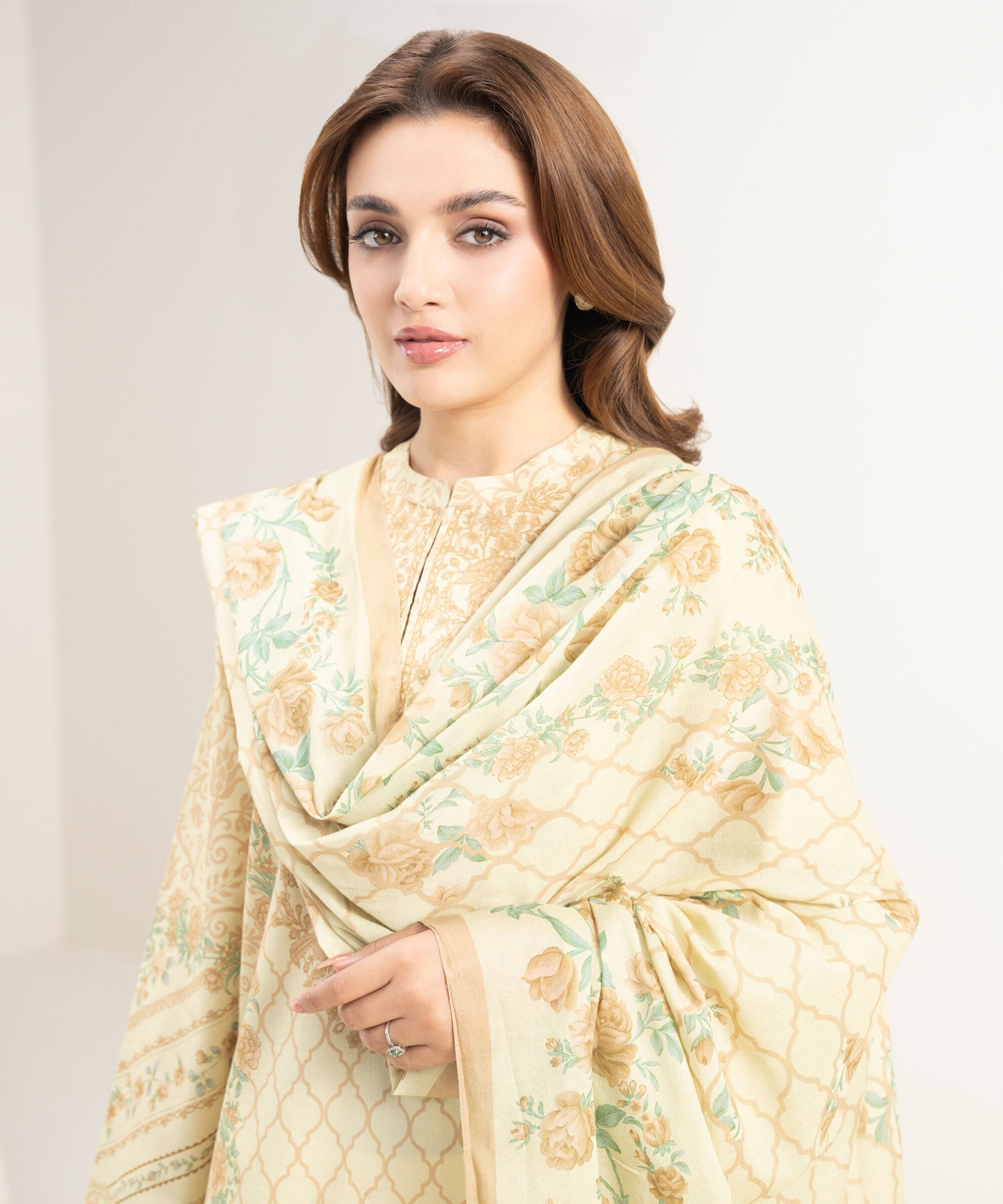 Al Minhas Collection Sapphire Printed Lawn Suit Lime Yellow Women
