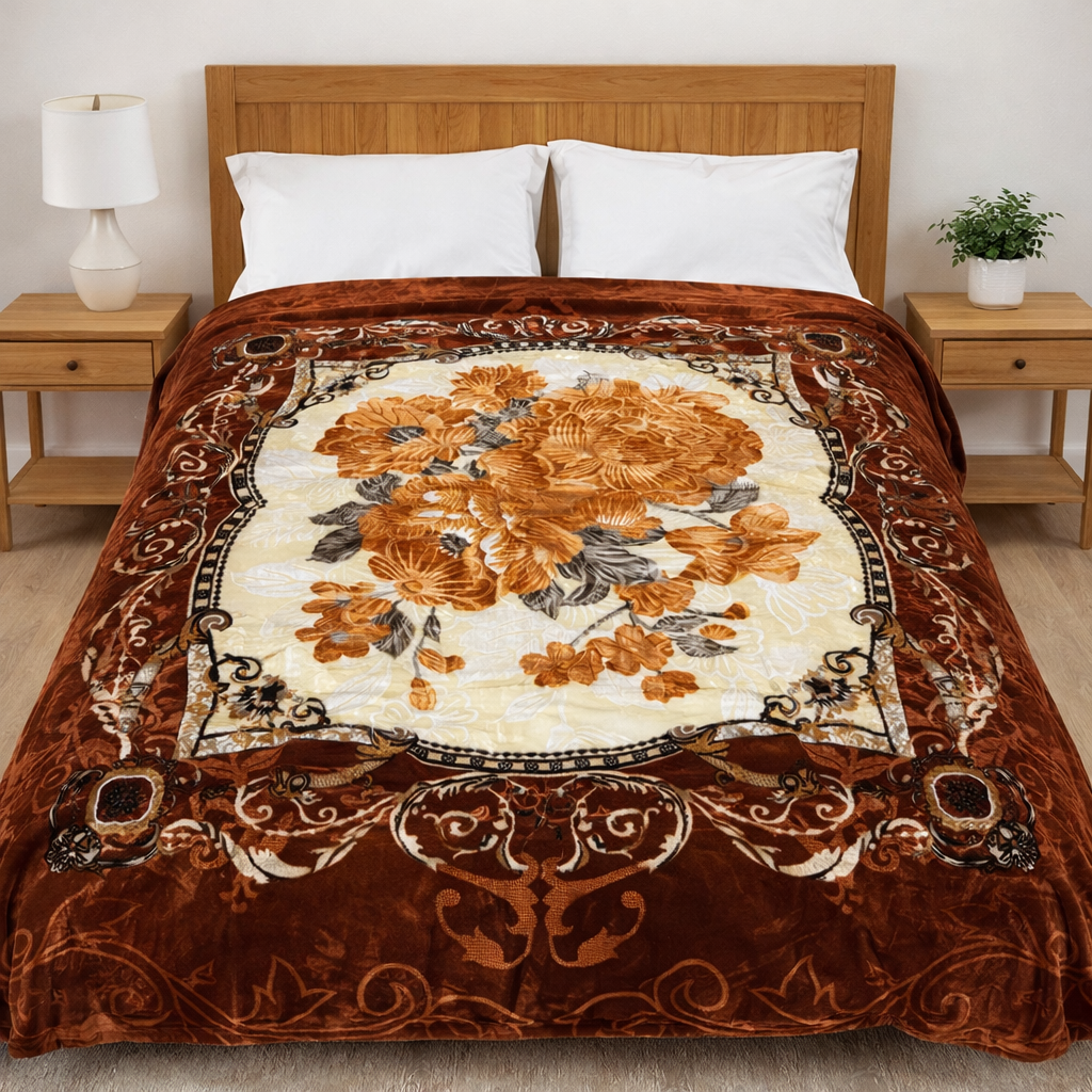 Al Minhas Collection Imported Premium Embossed Super Soft Blanket Floral Unisex