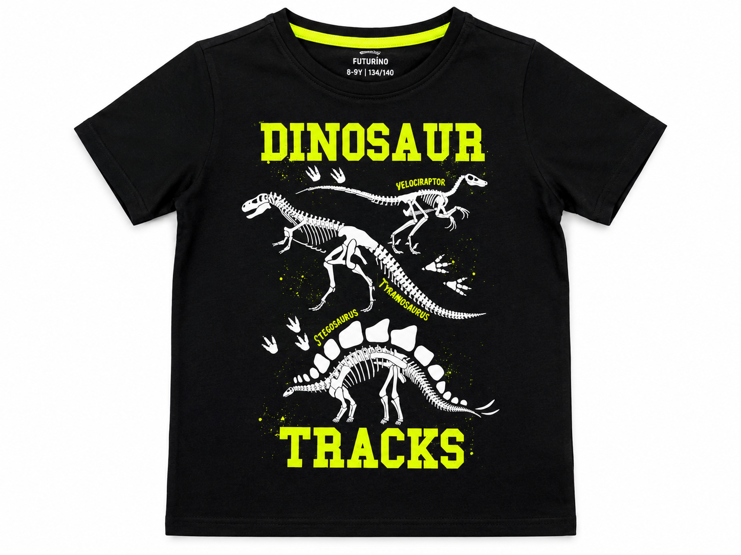 Al Minhas Collection Dinosaur Tracks Skeleton T-Shirt Black Boys