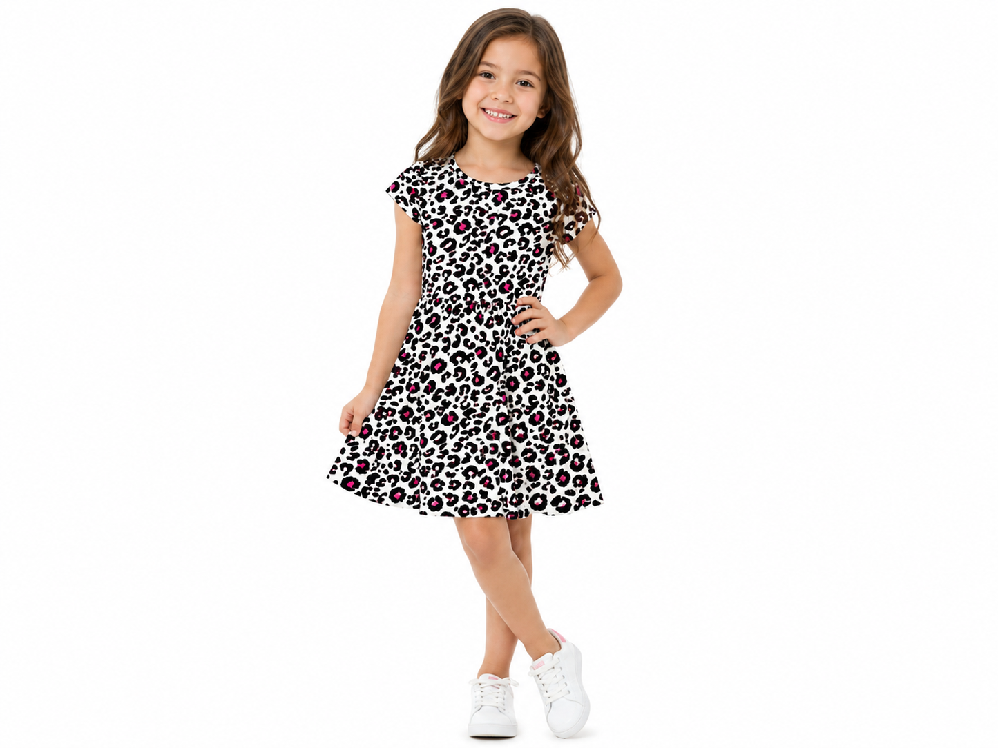 Al Minhas Collection Wild Chic Leopard Girls Dress Multicolor Kids