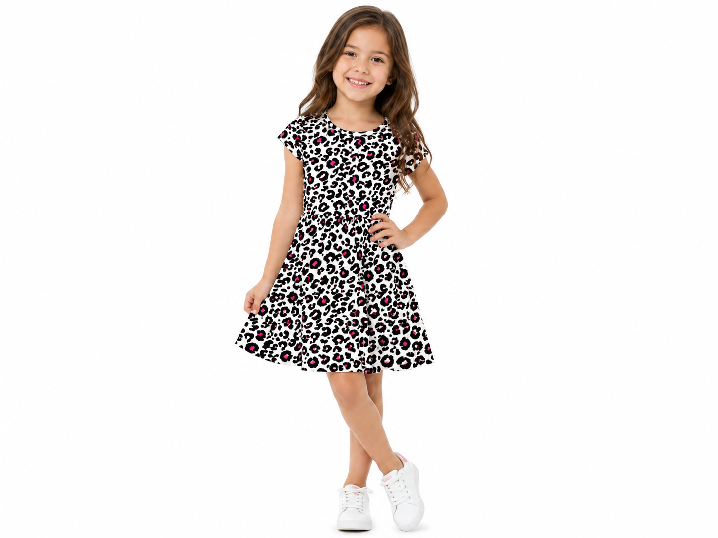 Al Minhas Collection Wild Chic Leopard Girls Dress Multicolor Kids