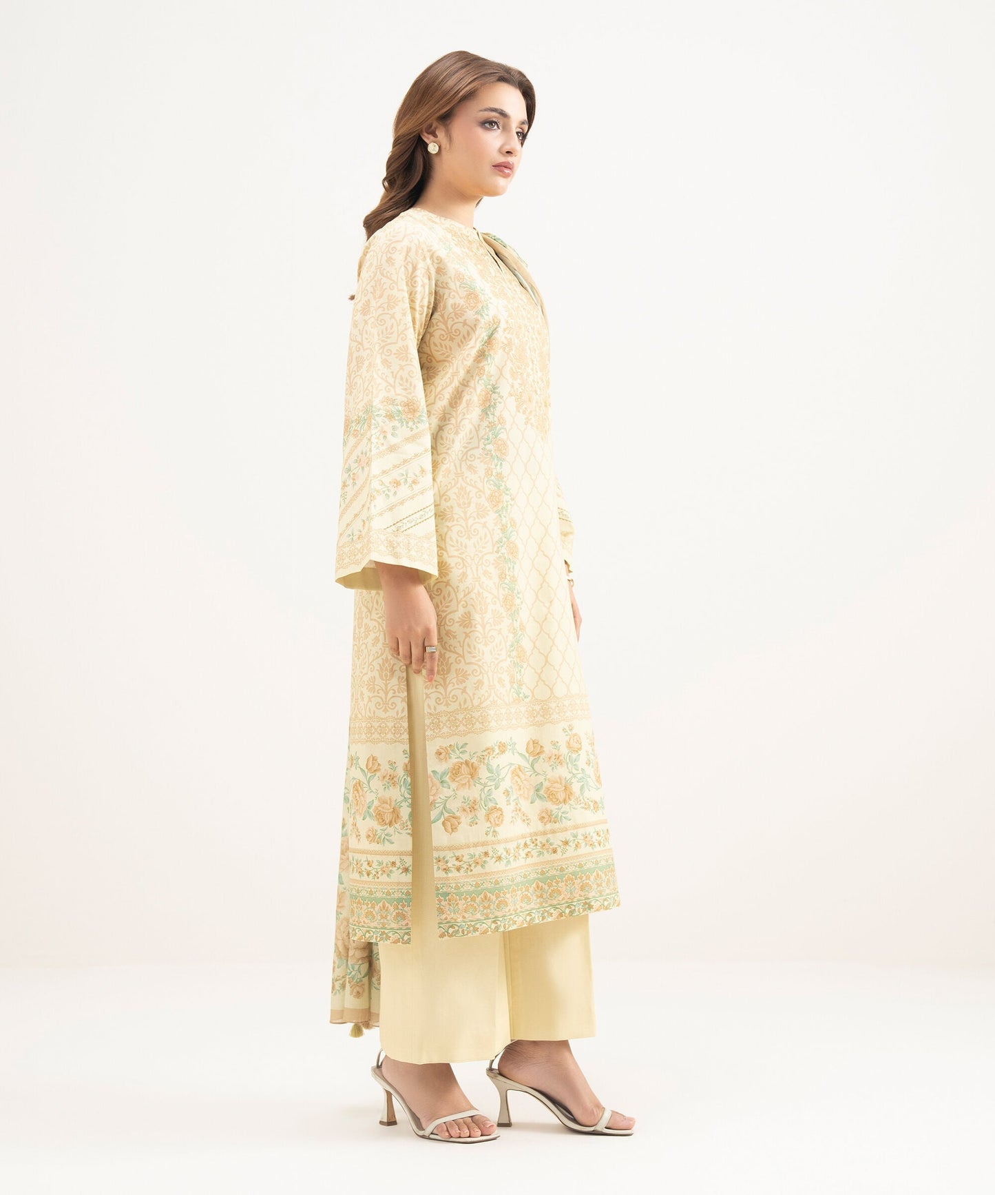 Al Minhas Collection Sapphire Printed Lawn Suit Lime Yellow Women
