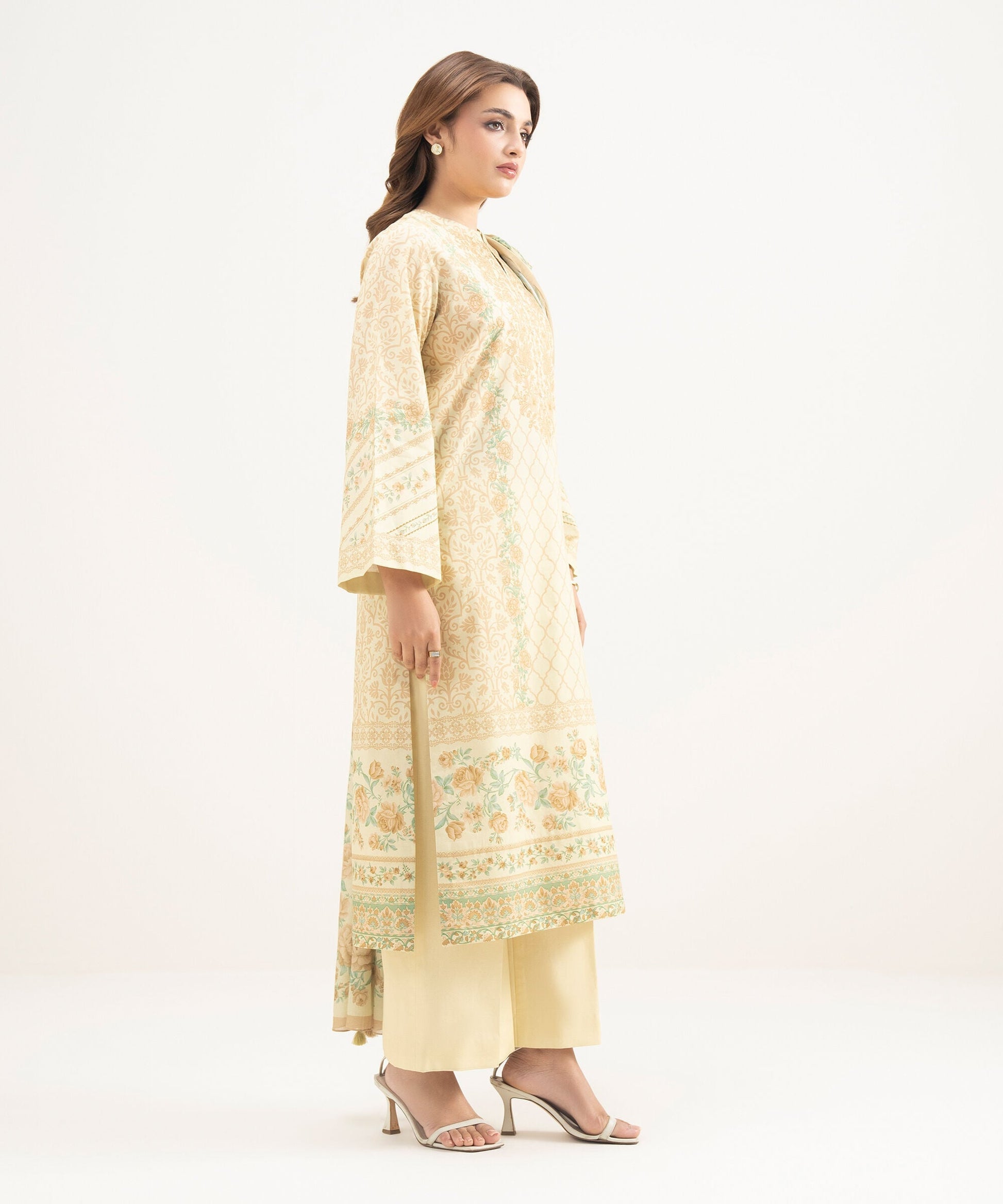 Al Minhas Collection Sapphire Printed Lawn Suit Lime Yellow Women