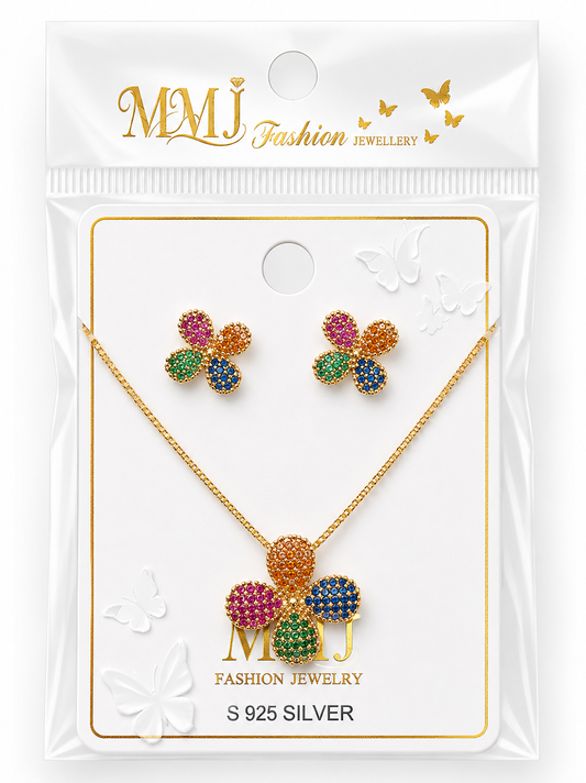 Al Minhas Collection Rainbow Blossom Jewelry Set Multicolor Women