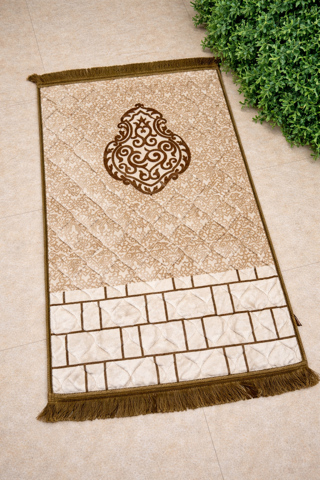 Al Minhas Collection Premium Imported Islamic Prayer Mat Traditional Brown Unisex