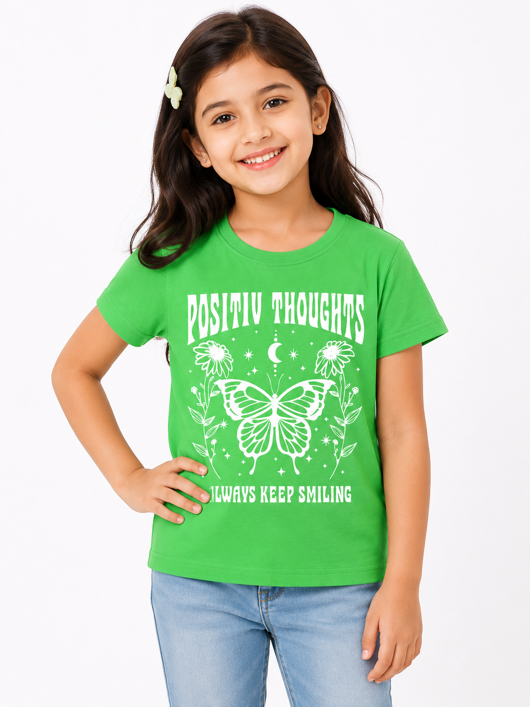Al Minhas Collection Positive Thoughts Girls Shirt Green Girls