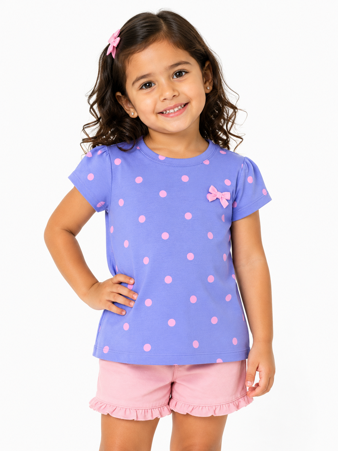 Al Minhas Collection Polka Dot Summer Shirt Lavender Girls