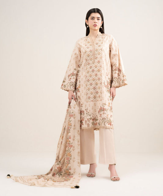 Al Minhas Collection Sapphire Printed Zari Lawn Suit Light Pink Women