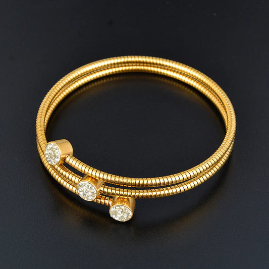 Al Minhas Collection Luxury Double Coil Bracelet Crystal Gold Women