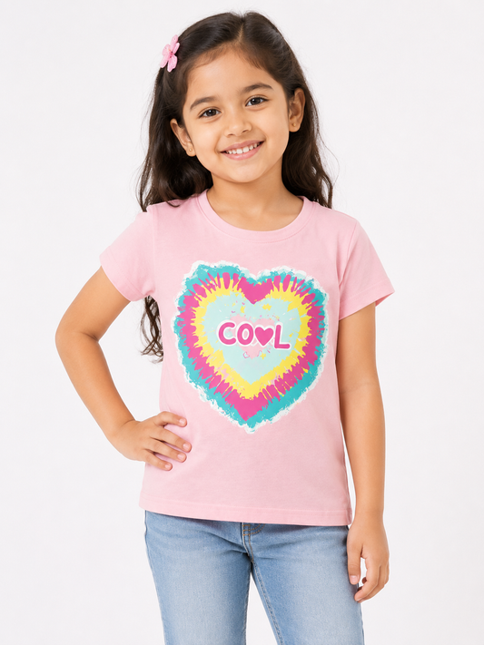 Al Minhas Collection Cool Heart Girls Shirt Pink Girls
