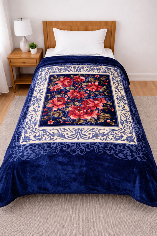 Al Minhas Collection Winter Star Premium Mink Blanket Floral Single Bed Unisex