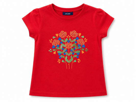 Al Minhas Collection Floral Heart Summer T-Shirt White Girls