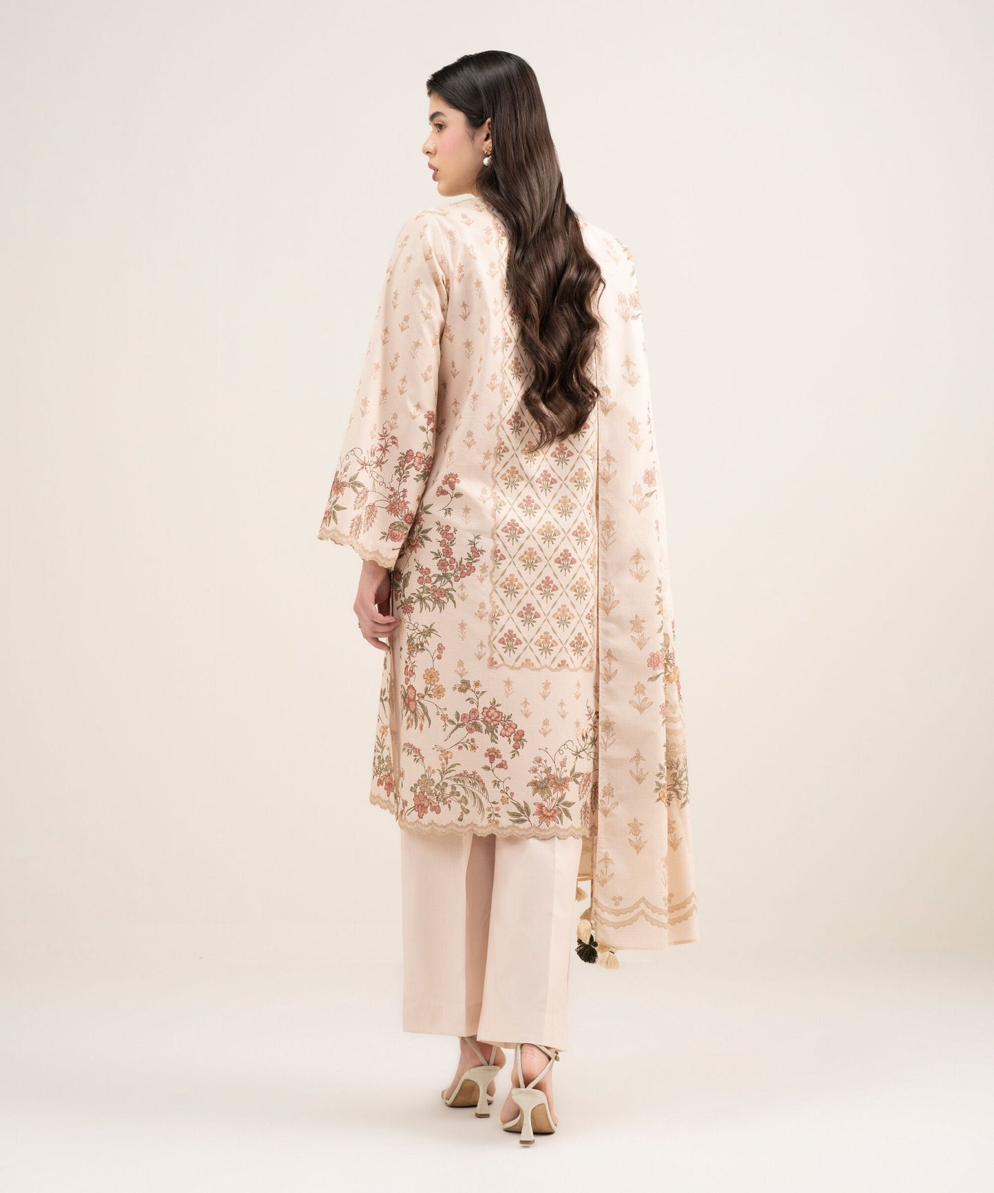 Al Minhas Collection Sapphire Printed Zari Lawn Suit Light Pink Women