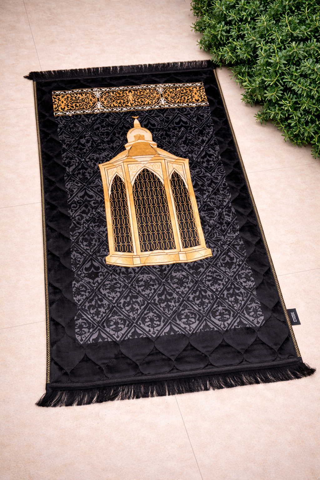 Al Minhas Collection Premium Imported Islamic Prayer Mat Traditional Golden Unisex