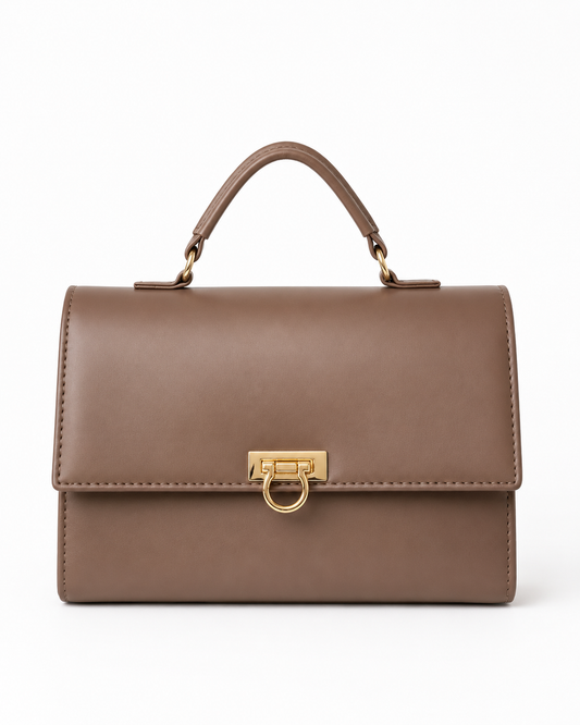 Al Minhas Collection Elegance Luxe Top Handle Bag Mocha Brown Women