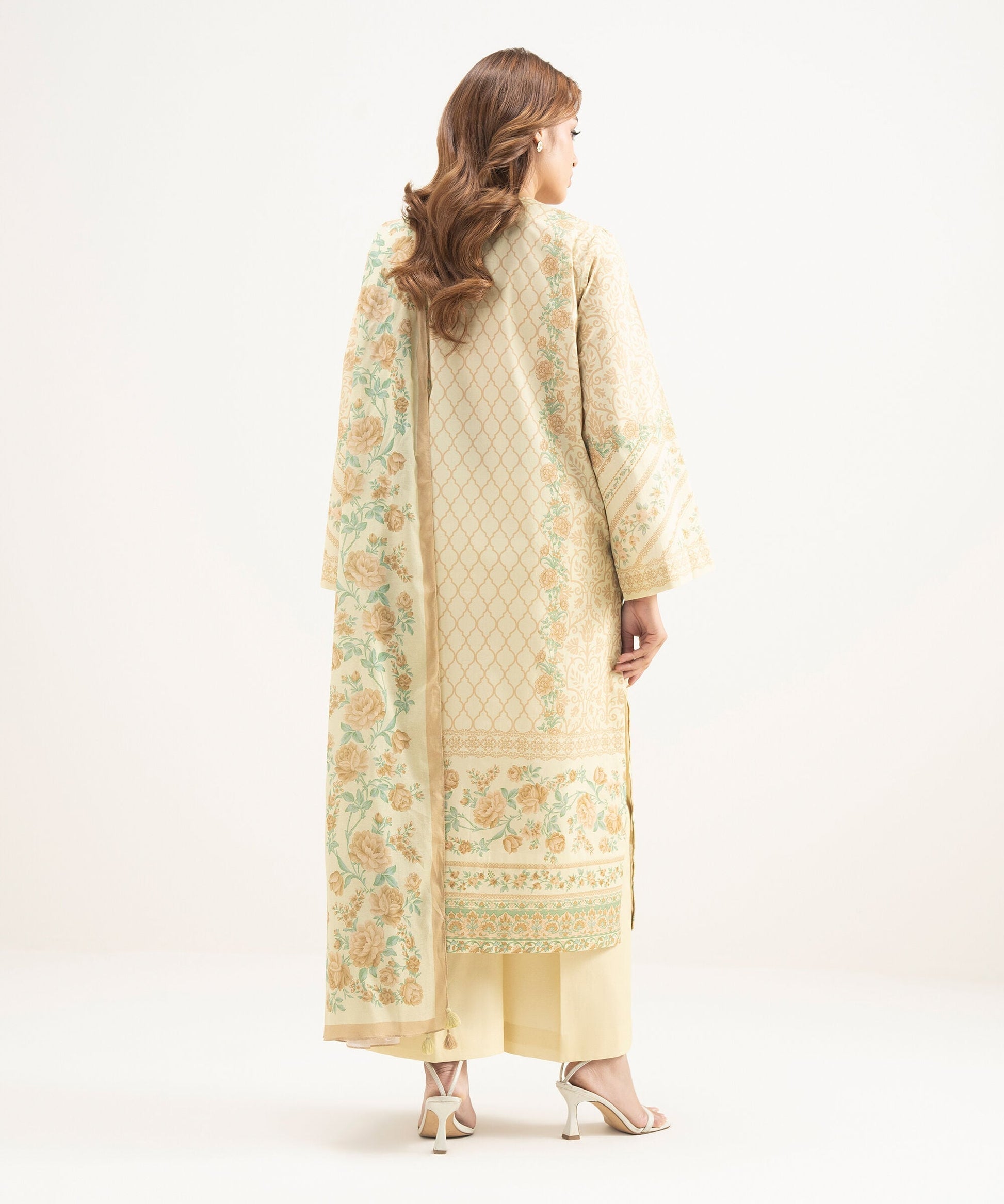 Al Minhas Collection Sapphire Printed Lawn Suit Lime Yellow Women