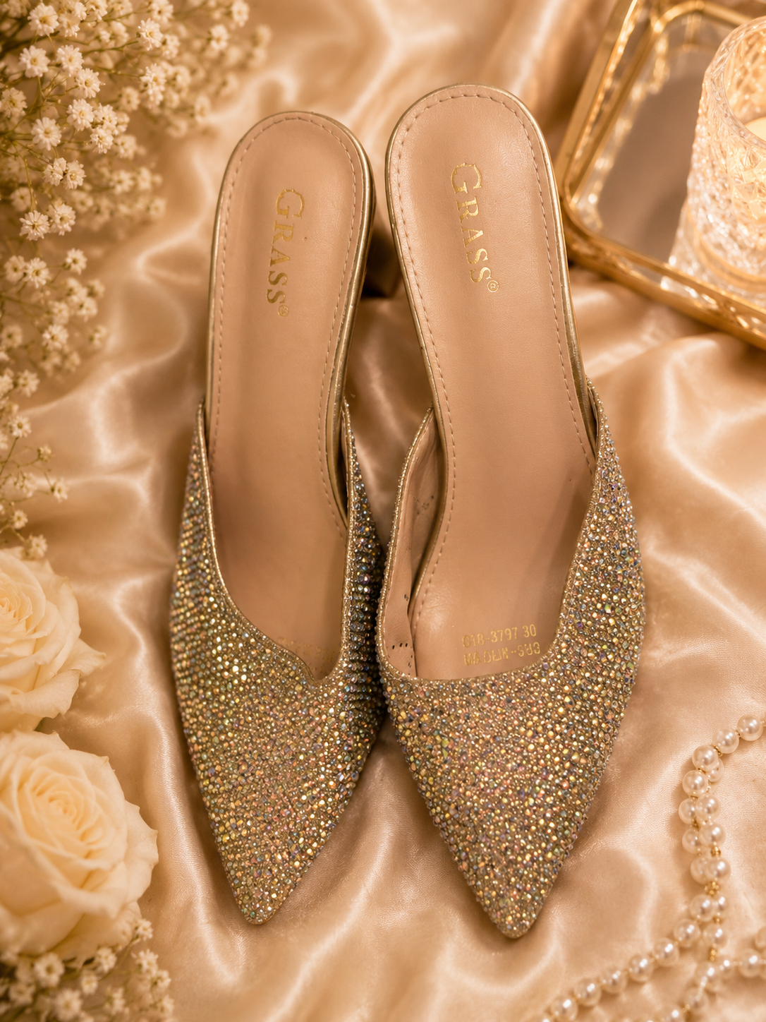 Al Minhas Collection Luxury Glitter Pattern Heels Silver Women
