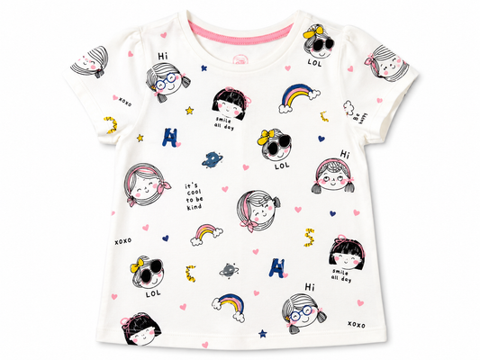 Al Minhas Collection Cute Friends Girls Shirt White Kids