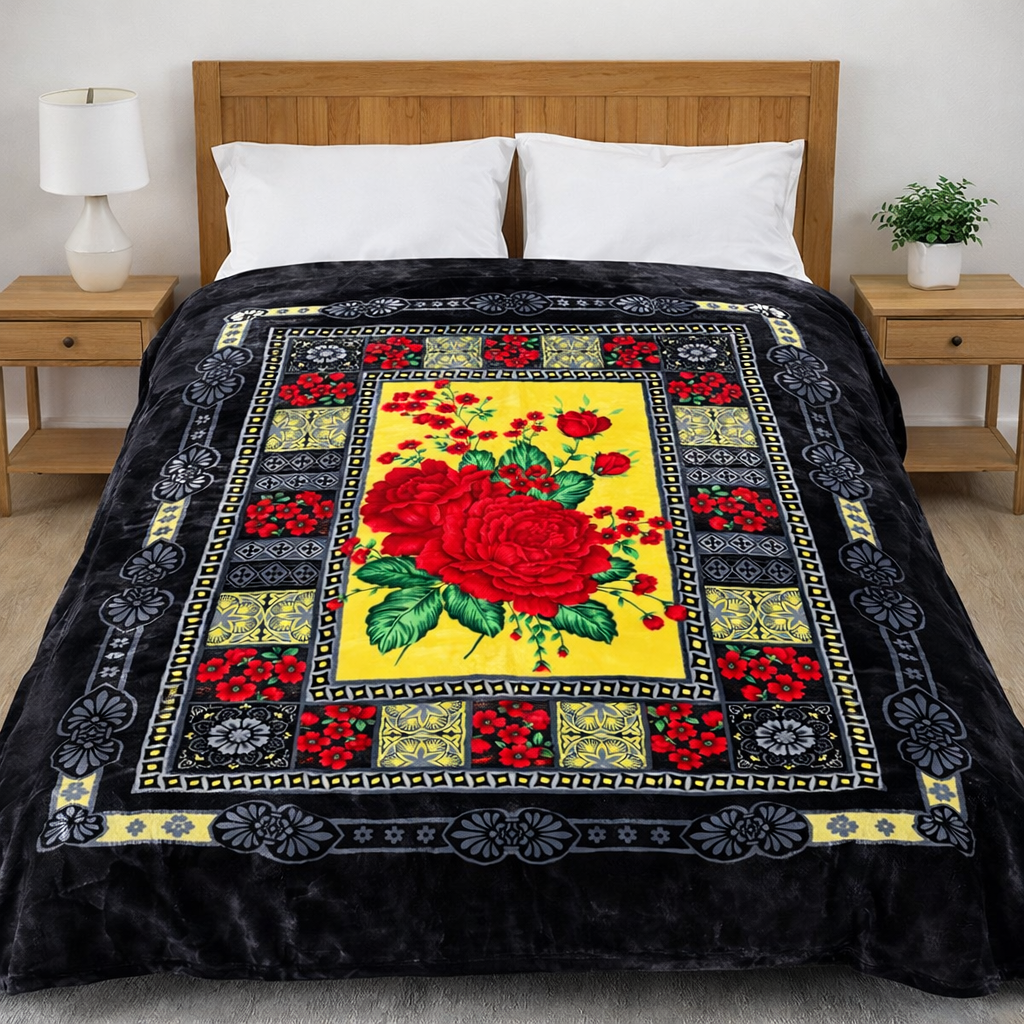 Al Minhas Collection Two-Ply Super Soft Blanket Floral Multicolor Unisex