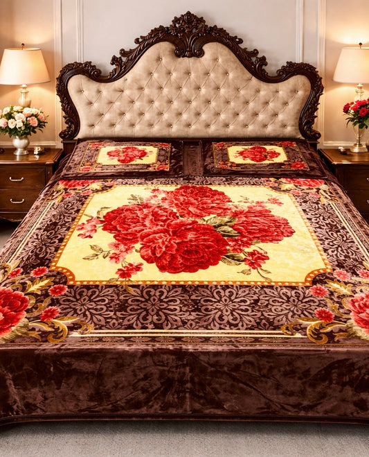 Al Minhas Collection Cloudy Embossed Bedsheet Set 4 Piece Multicolor Unisex