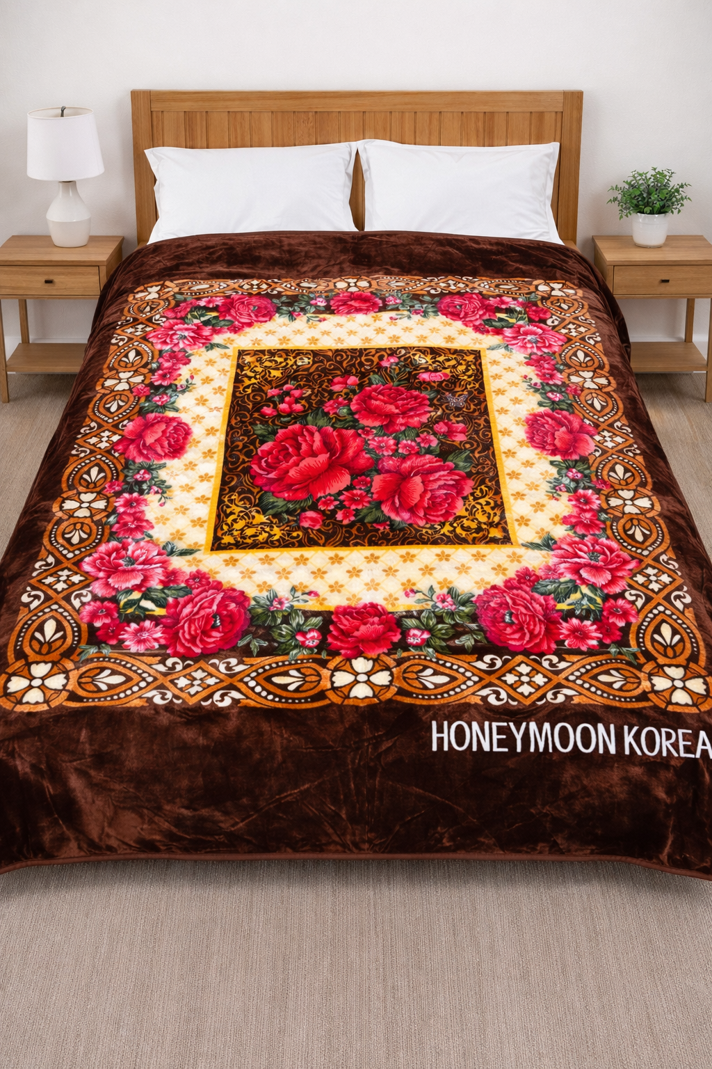 Al Minhas Collection Korea Super Soft Blanket Luxury Floral Green Unisex