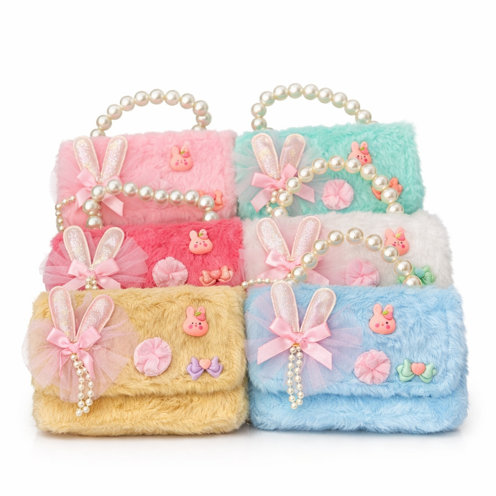 Al Minhas Collection Bunny Pearl Handbag Cute Plush Bow Multicolor Unisex