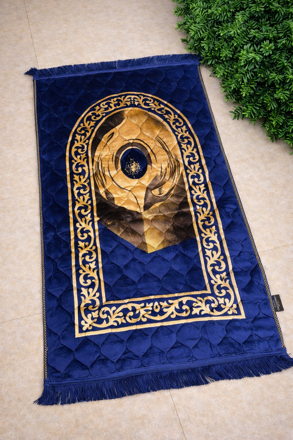 Al Minhas Collection Premium Imported Islamic Prayer Mat Traditional Blue Unisex