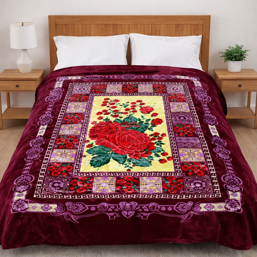 Al Minhas Collection Imported Premium Super Soft Blanket Floral Multicolor Unisex