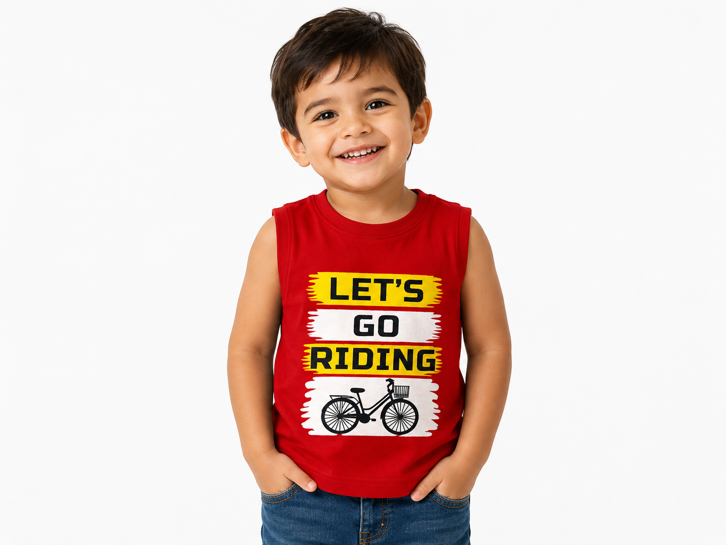 Al Minhas Collection Let’s Go Riding Tank Top Red Boys
